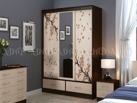 Шкаф-Купе Майа  №1 с Зеркалом Венге/Белфорт (Ш-1500 х В-2216 х Г-576 мм)