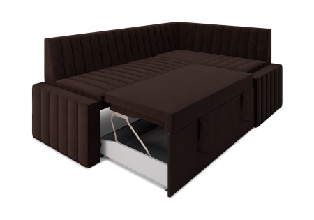 Кухонный угловой диван дельфин Вермут микровелюр коричневый